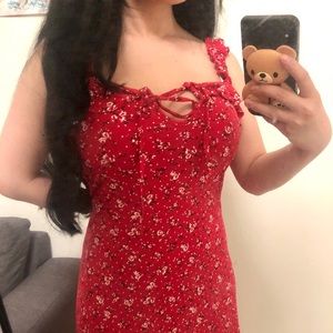 Red floral dress